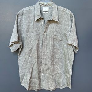 Billy Reid Men’s Linen Shirt in Gray, XL